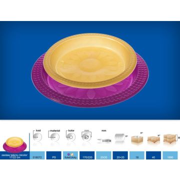 Zestaw talerzy Bicolor mały 17,cm i duży 22,00cm złoty/fioletowy, cena za opakowanie 20szt.+ 20szt.