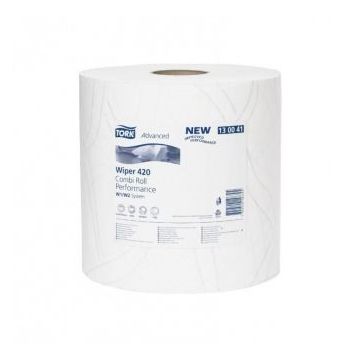 Cleaning cloth in large roll TORK 420 white W1 - 1500 leaves - Cellulose, waste paper