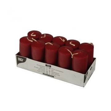 Pillar candles 9cm, 10pcs maroon