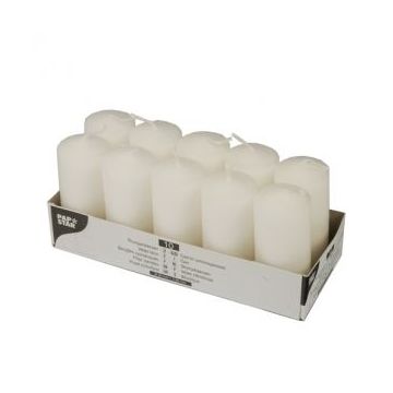 Pillar candles diameter 4cm, height 9cm, white, 10pcs