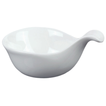 FINGERFOOD porcelain oval plate with handle 105x70x(h)54mm white, pack of 12 pcs. (k/6)