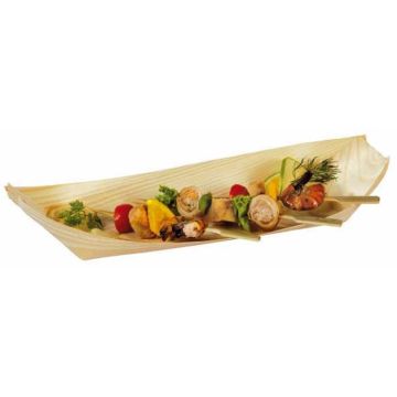 FINGERFOOD - wooden bowls 310x117xh. 25mm boat", 50 pieces"