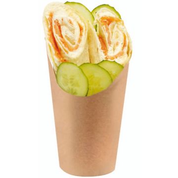 Wrap/tortilla cup small 100pcs. h.105mm/fi.70mm kraft (k/25) 270 ml