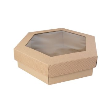 Party Box premium catering box with window 315x315x90mm, op.10pcs. TnG (hexagonal)