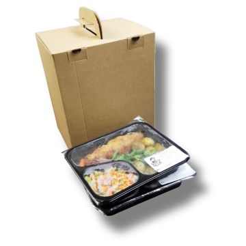 Box with flat folding handle DIETA BOX for lunch boxes, 190x230x285mm 50 pieces