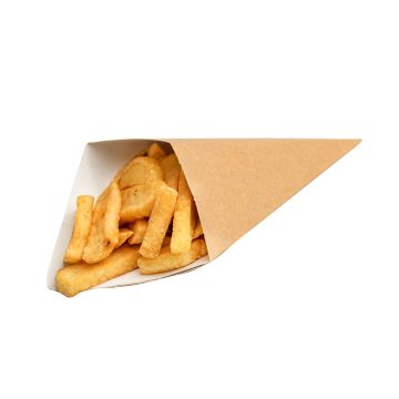 Chip cone with dip space, small, brown, 200 ml, 160x220 mm, 100 pieces