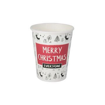 Kubek PAP/PE SW 300ml Nadruk Merry Christmas op.50szt. (k/20) śr.90mm, SUP