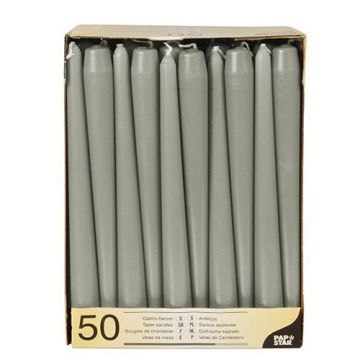 Candles cone 25cm grey dia. 2,2cm, 50 pieces