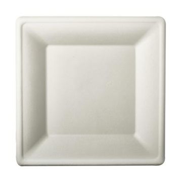 Cane sugar plate square 20x20 cm, white, pack of 50pcs (10)