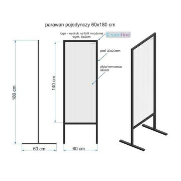 Ścianka ochronna z poliwęglanu parawan pojedynczy 60x180 cm