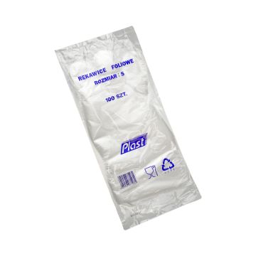 Gloves of HDPE foil, size S, transparent, 100 pieces, without tag