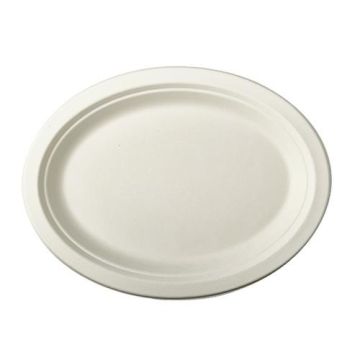 Sugar cane plate oval 26cm pkg. 125pcs white 26x20x2 (k/4) small oval
