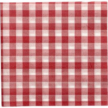 Napkins 33x33 1W red check op.100pcs. 1/4 Vichy Karo" (k/10)"