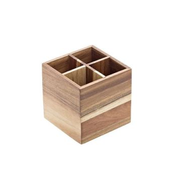 Acacia - cutlery and napkin holder with 4 compartments, 15x15x15h cm, 1pc. (8)