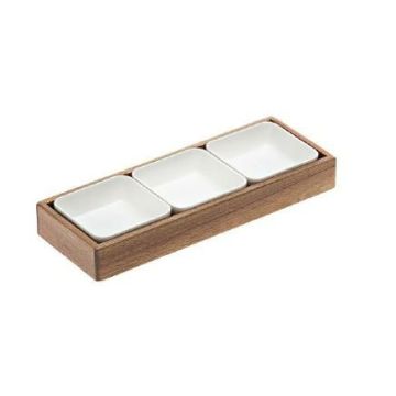 Acacia display with melamine inserts 31,5x11,5x(h)4cm, 1pc. (10)