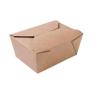 BIO FOOD BOX 1200ml brown, 300pcs. 16,5x12,5x7,2cm, PLA-coated, biodegradable