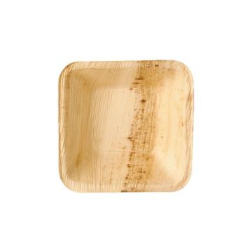 Palm leaf PURE plate 100ml square 10x10h.3cm, 25 pcs.