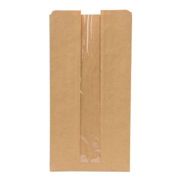 Paper bags with PLA window 20x11x40, 500pcs, biodegradable