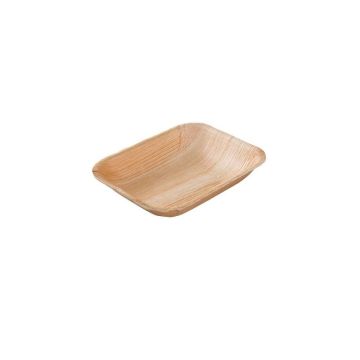 Palm leaf plate 300ml rectangular 16x13 deep, 25 pcs.