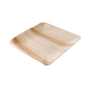 Palm leaf plate, square 25x25xh2cm pkg. 25 pieces