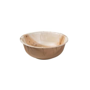 Palm leaf bowl 425ml round diameter 15cm, pkg. 25 pieces