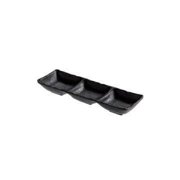 FINGERFOOD - pebble bowl, triple bowl, black melamine 27x9x3,5cm