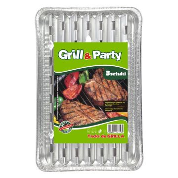 GRILL & PARTY - tacki aluminiowe duże, prostokątne op. 3 sztuki