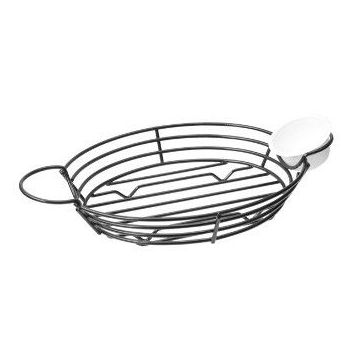 Metal oval basket with sauce holders 325x175x50, price per 1 piece