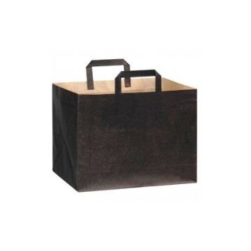 Block bag 320x220x240 black, wide bottom, flat handle