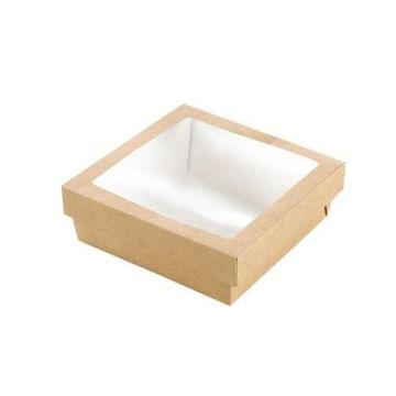 Box TAKEAWAY brown 250 ml with window 70 x 70 x 40 mm, 25 pieces