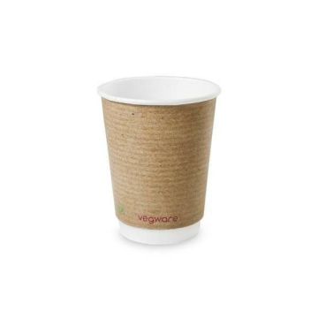 PAP/PLA cup DW 300ml kraft pack of 25 pcs dia.90mm, biodegradable SUP