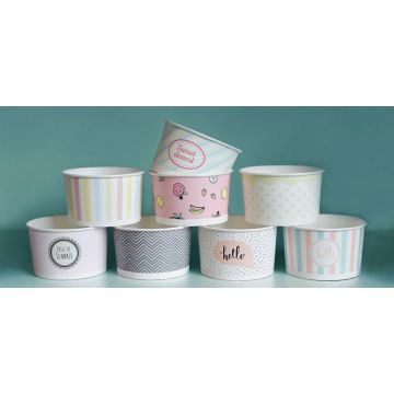 PAP/PE ice cream bowl 350ml Pastel 30pcs dia.121mm (k/15) mix designs