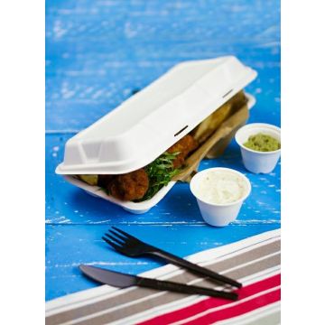 MENUBOX z trzciny cukrowej fish&chips" VEGWARE 310x145x60mm 100% biodegradowalny op. 125 sztuk"