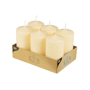 Pillar candles 11.5 cm cream, diameter 6 cm, 6 pieces