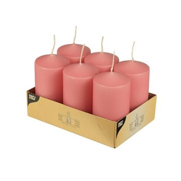 Pillar candles 11.5 cm dark pink, diameter 6 cm, 6 pieces