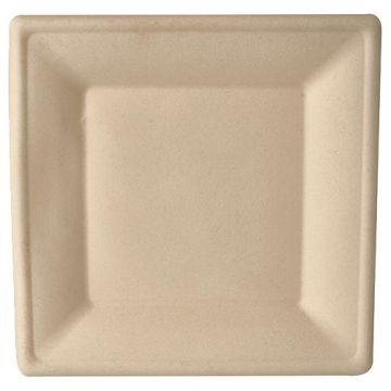 square sugar cane plate 26x26cm, natural 50pcs.