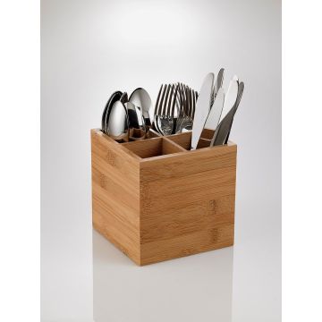 Bamboo container for cutlery Yulin natural bamboo 15x15x15