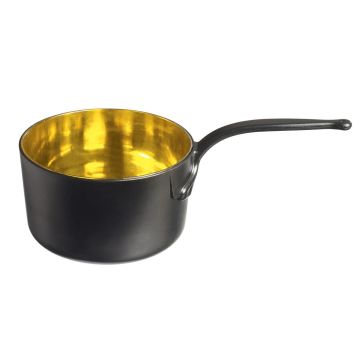 FINGERFOOD - saucepan gold/black 120ml round PS dia.7x13x(h)4,1cm, 12 pieces