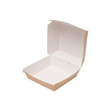 HAMBURGER Brown XXL box white/brown 150x150x105mm without print TnG, 75 pieces