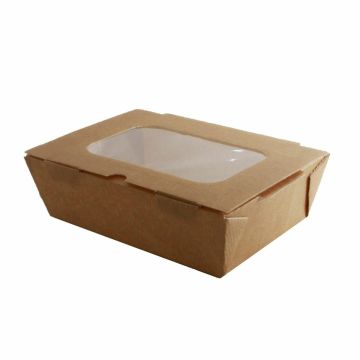 Pudełko brązowe sałatkowe 1500ml 185x125x60mm op.136szt z okienkiem