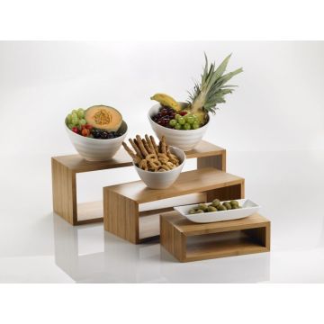 Buffet stand SetBamboo 2 natural 30x20x10, 45x20x15", 60x20x20 set 3 pieces"