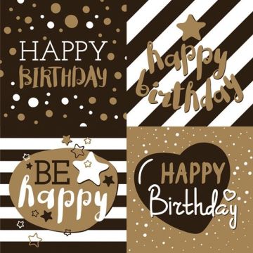 Serwetki 33x33 MAKI OGÓLNE 0428 01 Golden Happy Brithday op. 20 sztuk