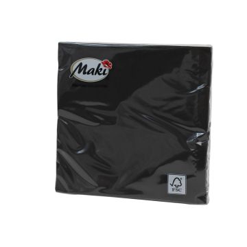 Napkins 33x33 Poppies UNICOLOUR black 0023 00, pack of 20 pcs.