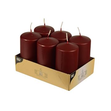 Stump candles 11.5cm, maroon diameter 60mm op. 6 pcs