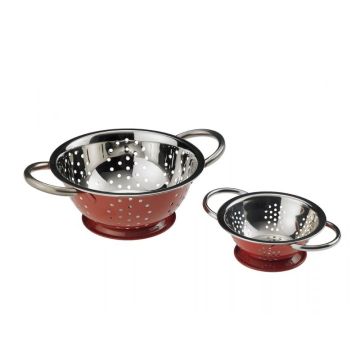 Mini colander for serving 22cm red stainless steel