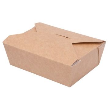 TAKEOUT BOX 14x10x5cm 750ml ECO white and brown glued TnG carton, 50pcs