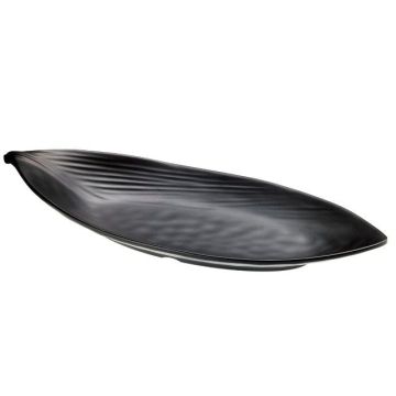 Plate Leaf 36,5x15,5xh2,7cm black melamine