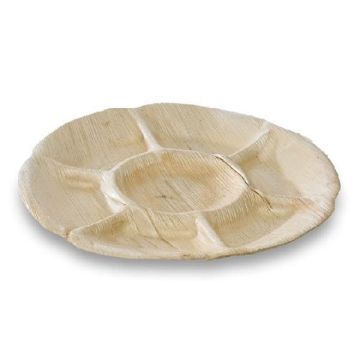 Round palm leaf plate divided into 7, diameters 30xh.3cm, 10pcs