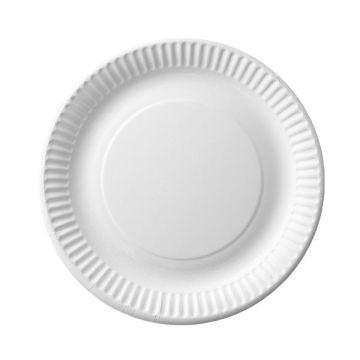 Paper plate white TnG 18cm, weight 230g, price per 100 pieces