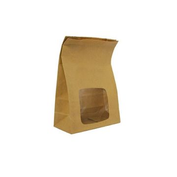 Block bag KRAFT NatureFlex 152x76x223 grease resistant, 100% biodegradable, 250 pieces